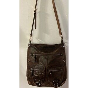 TANO LG Distressed Brown Leather Hobo Bag Missing Original Strap-replaced Diff